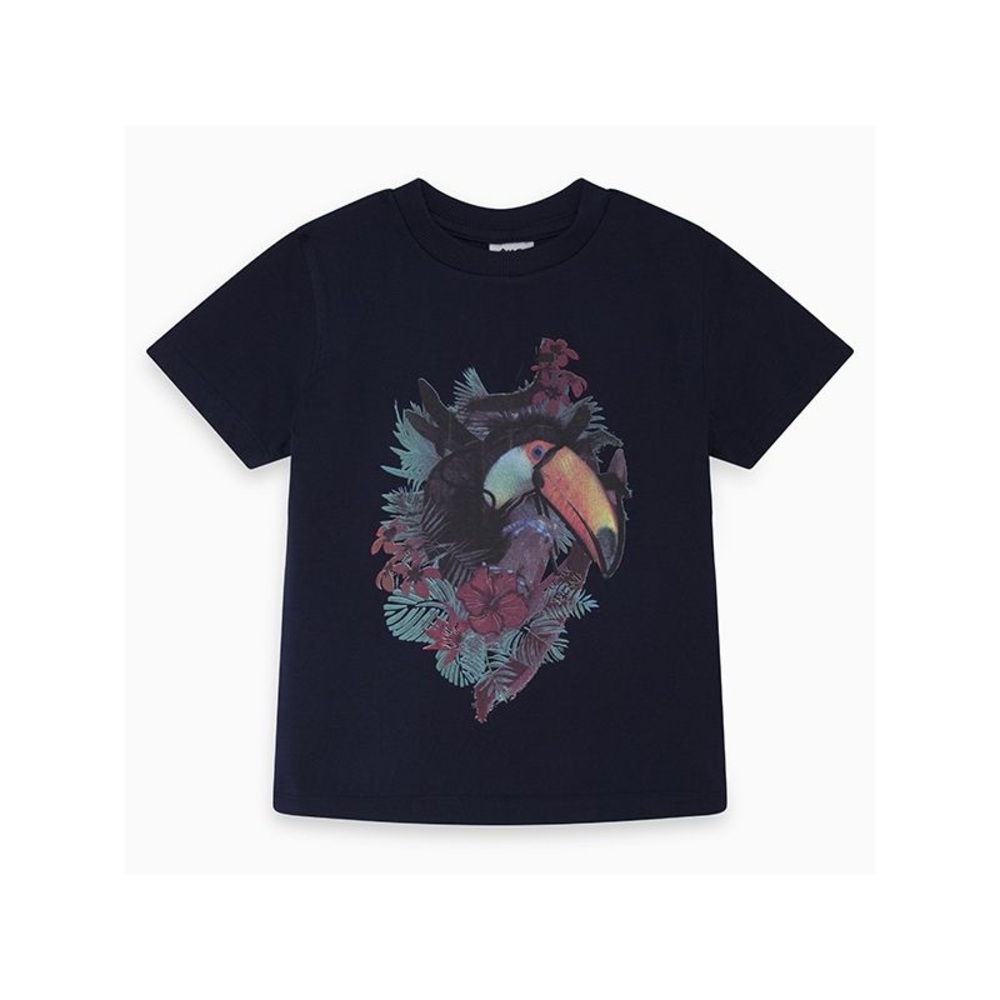Navy Short Sleeve Tees with Toucan Graphic